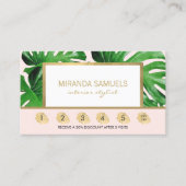 Waterverf Tropical Monstera laat roze trouw Klantenkaartje (Voorkant)