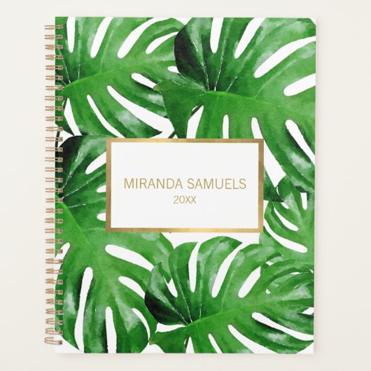 Waterverf Tropical Monstera verlaat afspraak Planner (Voorkant)