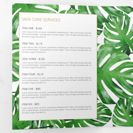 Waterverf Tropical Monstera verlaat brochure Drieluik Kaart (Binnenzijde eerst)