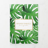 Waterverf Tropical Monstera verlaat brochure Drieluik Kaart (Cover)