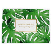 Waterverf Tropical Monstera verlaat gepersonalisee Groot Cadeauzakje (Voorkant)