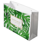 Waterverf Tropical Monstera verlaat gepersonalisee Groot Cadeauzakje (Voorkant Gekanteld)