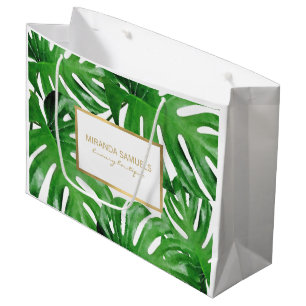 Waterverf Tropical Monstera verlaat gepersonalisee Groot Cadeauzakje