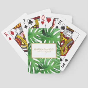 Waterverf Tropical Monstera verlaat gepersonalisee Pokerkaarten