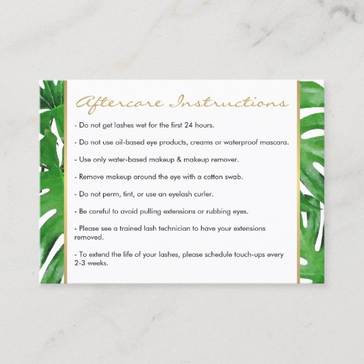 Waterverf Tropical Monstera verlaat nazorg Kaart Visitekaartje (Voorkant)