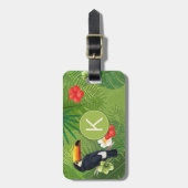 Waterverf Tropical Mr. & Mrs Green ID577 Bagagelabel (Voorkant verticaal)