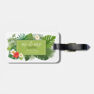 Waterverf Tropical Mr. & Mrs Green ID577 Bagagelabel