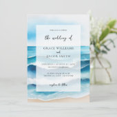 Waterverf Tropical Ocean Beach Bruiloft Kaart (Staand voorkant)