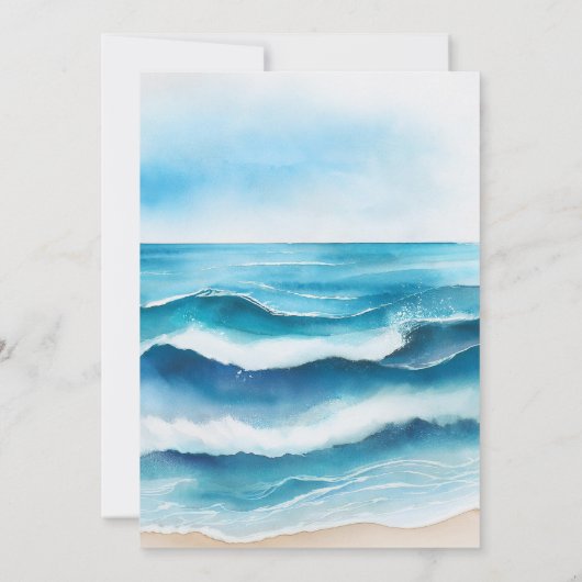 Waterverf Tropical Ocean Beach Bruiloft Kaart (Achterkant)