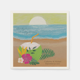Waterverf Tropical Ocean Beach Floral bruiloft Servet