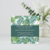 Waterverf Tropical Palm Wedding Invitation Square Kaart (Staand voorkant)