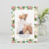 Waterverf Tropical Pattern Afstuderen Foto Bedankkaart (Staand voorkant)