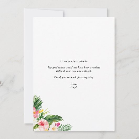 Waterverf Tropical Pattern Afstuderen Foto Bedankkaart (Achterkant)