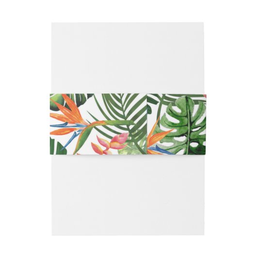 Waterverf Tropical Pattern Invitation Belly Band Uitnodigingen Wikkel (Achterkant Voorbeeld)