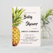 Waterverf Tropical Pineapple Baby shower Kaart (Staand voorkant)