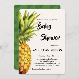 Waterverf Tropical Pineapple Baby shower Kaart