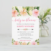 Waterverf Tropical Pink Flowers Baby shower Kaart (Staand voorkant)