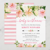 Waterverf Tropical Pink Flowers Baby shower Kaart (Voorkant / Achterkant)
