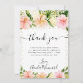 Waterverf Tropical Pink Flowers Verjaardag Bedankkaart (Voorkant)