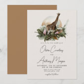 Waterverf Tropical Safari Oerwoud Giraffe Wedding Kaart (Voorkant / Achterkant)