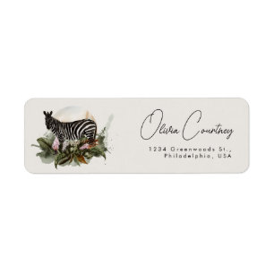 Waterverf Tropical Safari Oerwoud Zebra Etiket