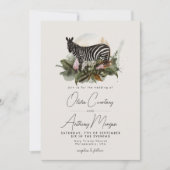 Waterverf Tropical Safari Oerwoud Zebra Wedding Kaart (Voorkant)