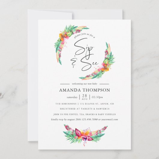 Waterverf Tropical Summer Beach Sip en See Kaart (Voorkant)