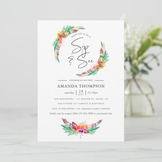 Waterverf Tropical Summer Beach Sip en See Kaart (Staand voorkant)