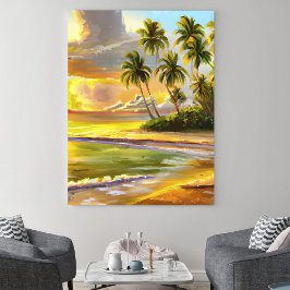 Waterverf Tropical Sunset Beach Painting Poster