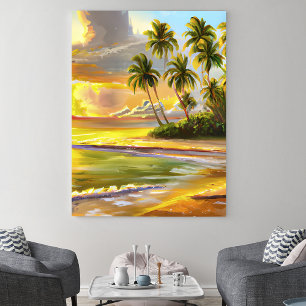 Waterverf Tropical Sunset Beach Painting Poster
