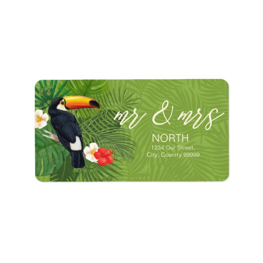 Waterverf Tropical Toucan Mr en Mrs Green ID577 Etiket (Voorkant)