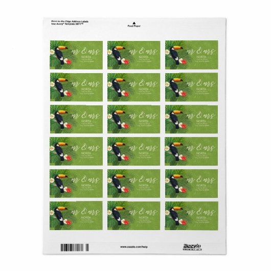 Waterverf Tropical Toucan Mr en Mrs Green ID577 Etiket (Full Sheet)