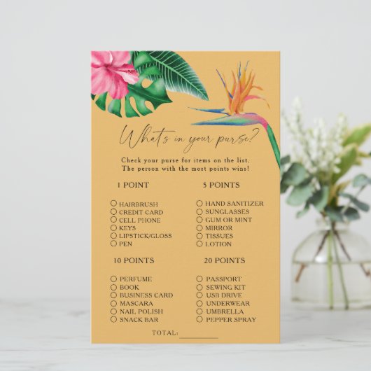 Waterverf tropical - Wat zit er in je tas spel (Staand voorkant)