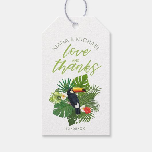 Waterverf Tropical Wedding Bedankt Green ID577 Cadeaulabel (Voorkant)