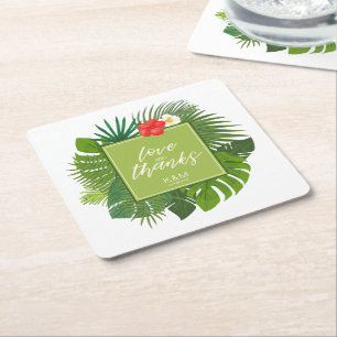 Waterverf Tropical Wedding Bedankt Green ID577 Kartonnen Onderzetters