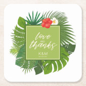 Waterverf Tropical Wedding Bedankt Green ID577 Kartonnen Onderzetters (Voorkant)