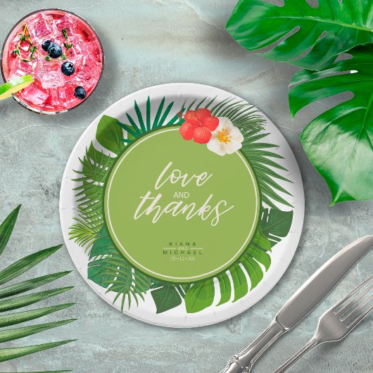 Waterverf Tropical Wedding Bedankt Green ID577 Papieren Bordje