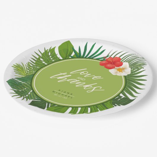 Waterverf Tropical Wedding Bedankt Green ID577 Papieren Bordje (Gekanteld)