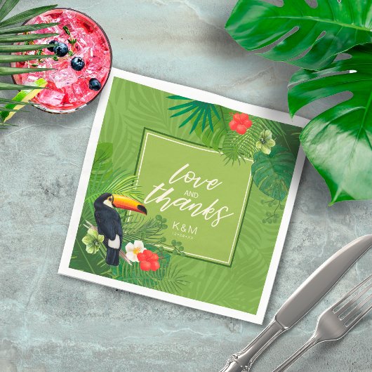 Waterverf Tropical Wedding Bedankt Green ID577 Servet