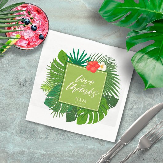 Waterverf Tropical Wedding Bedankt Green V2 ID577 Servet