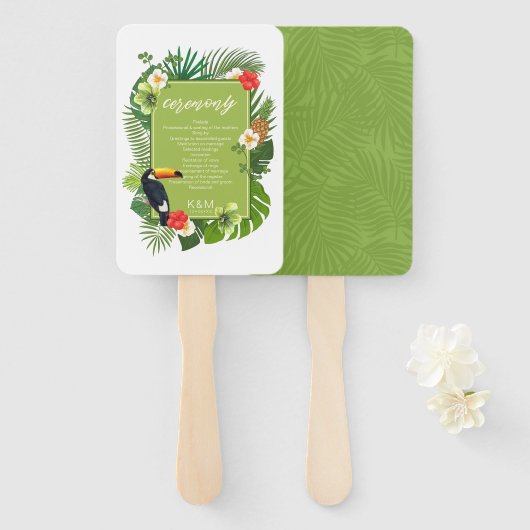 Waterverf Tropical Wedding Ceremony Green ID577 Handwaaier (Voorkant en achterkant)