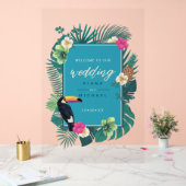 Waterverf Tropical Wedding Welcome Blauwgroen ID57 Acryl Bord (Huwelijk)