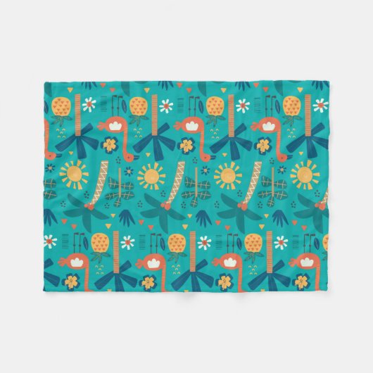 Waterverf Tropicana Fleece Deken (Voorkant (Horizontaal))