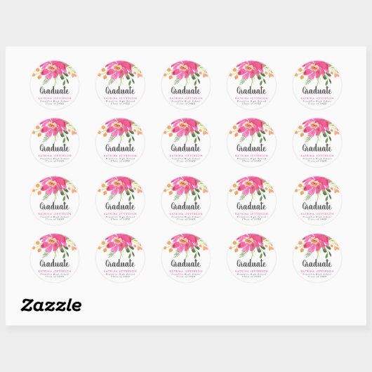 Waterverf Tropics Afstuderen Ronde Sticker (Vel)