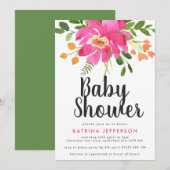 Waterverf Tropics Baby shower Uitnodiging (Voorkant / Achterkant)