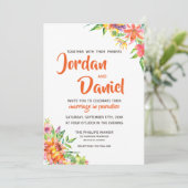 Waterverf Tropics Floral Chic Destination Wedding Kaart (Staand voorkant)