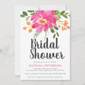 Waterverf Tropics Hot Pink Vrijgezellenfeest Kaart (Voorkant)