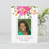 Waterverf Tropics Photo Afstuderen Aankondiging (Staand voorkant)