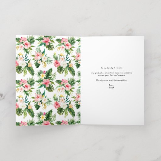 Waterverf Tropisch Afstuderen Foto Dank u Folie Wenskaart (Binnenlaag)