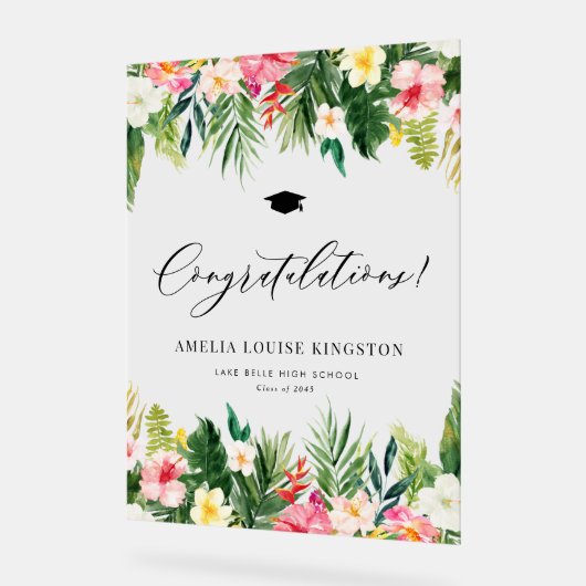 Waterverf Tropisch Afstuderen gefeliciteerd Acryl Bord (Hoek)